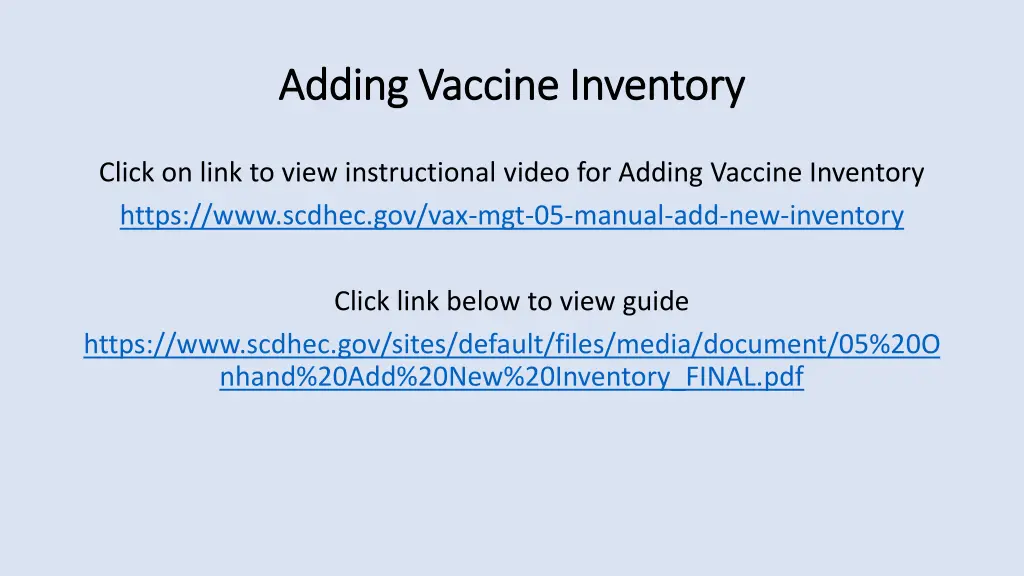 adding vaccine inventory adding vaccine inventory