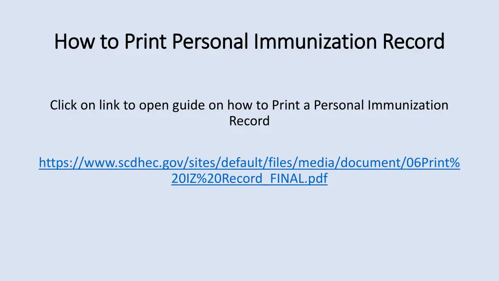 how to print personal immunization record