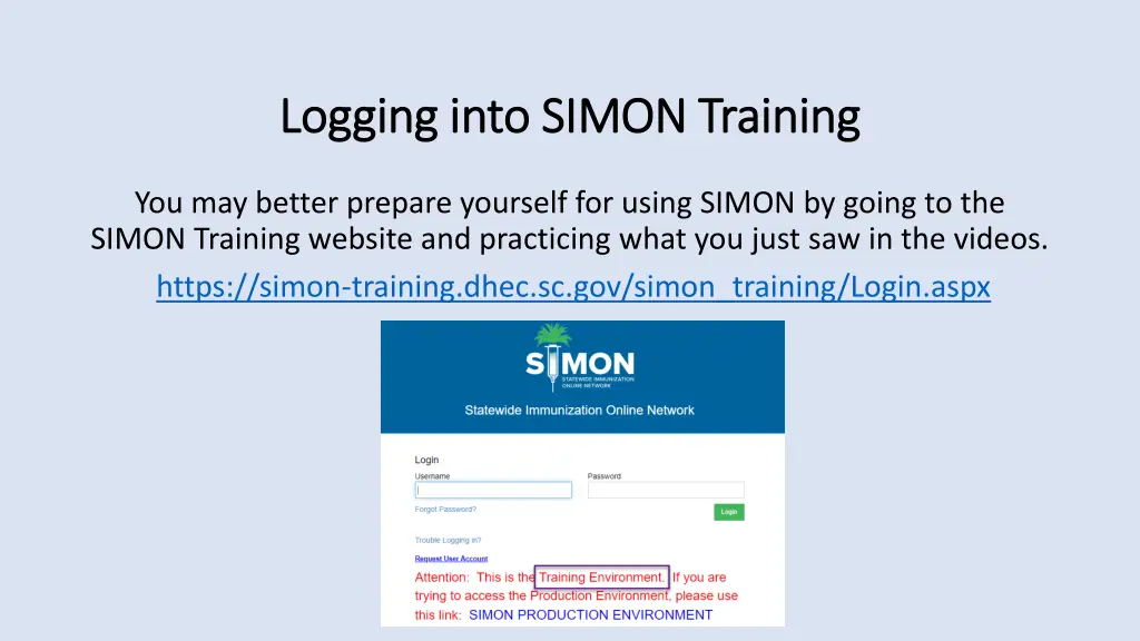 logging into simon training logging into simon