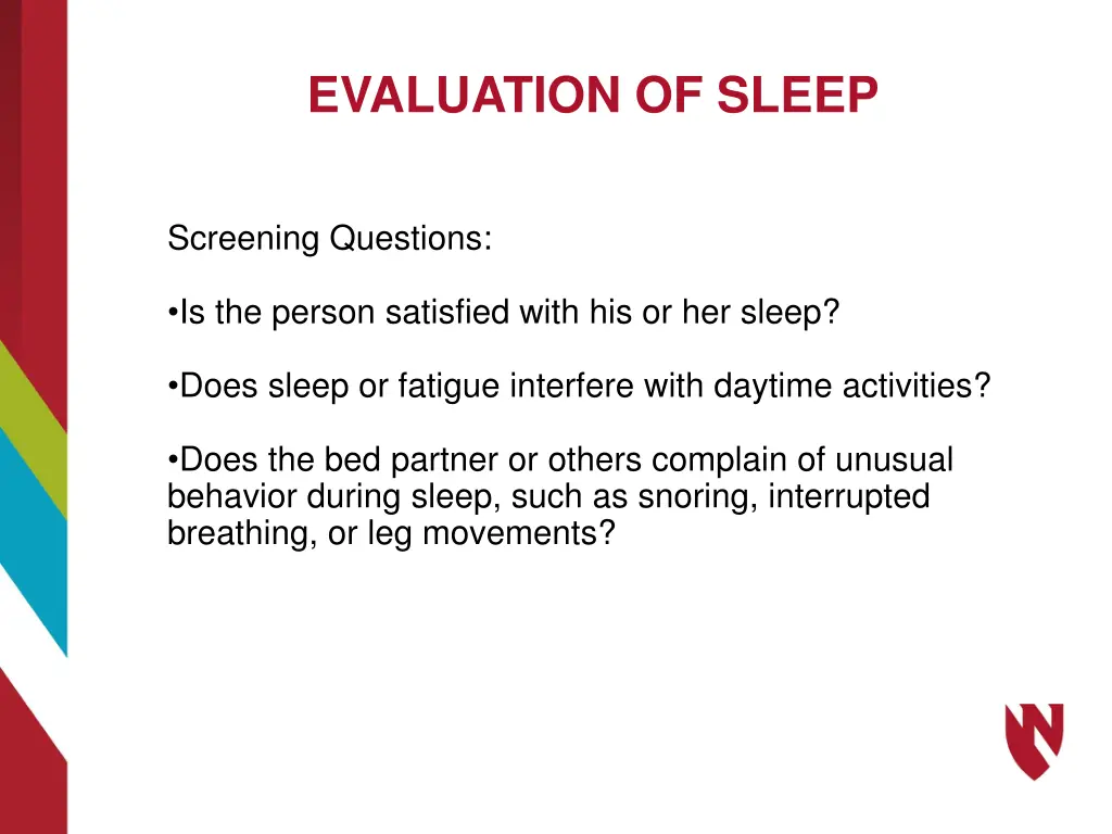 evaluation of sleep