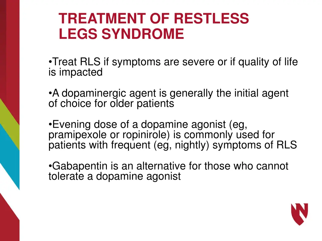 treatment of restless legs syndrome