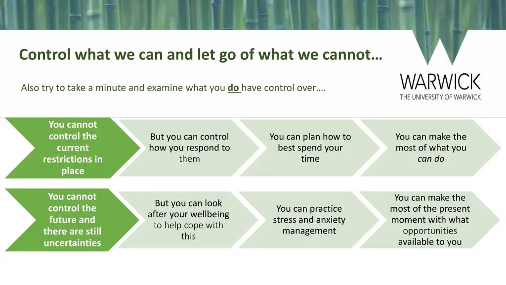 control what we can and let go of what we cannot