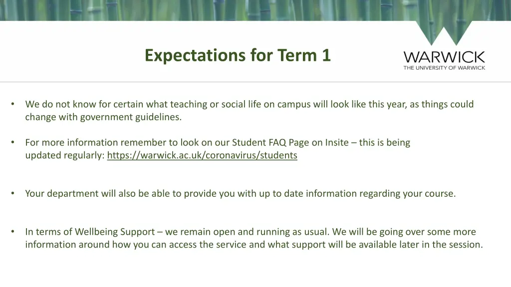 expectations for term 1