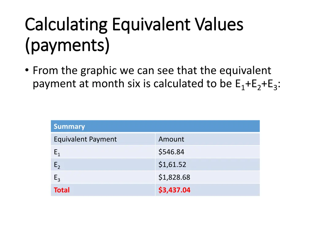 calculating equivalent values calculating 2