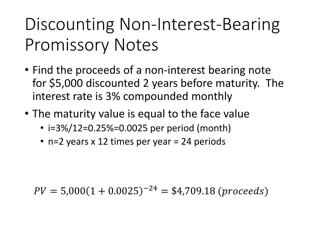 discounting non interest bearing promissory notes