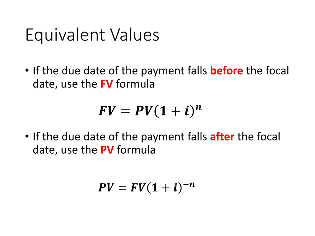 equivalent values 1