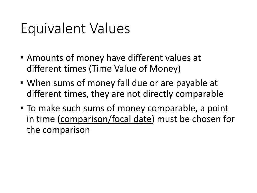 equivalent values