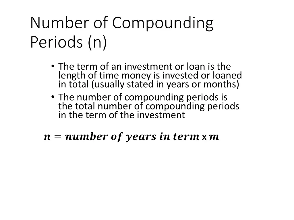 number of compounding periods n