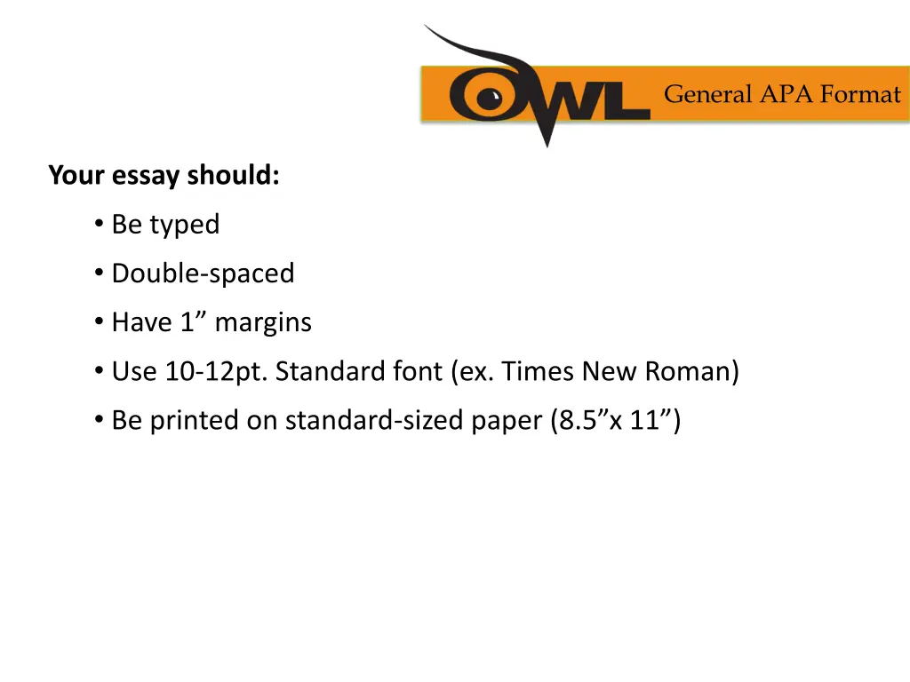 general apa format