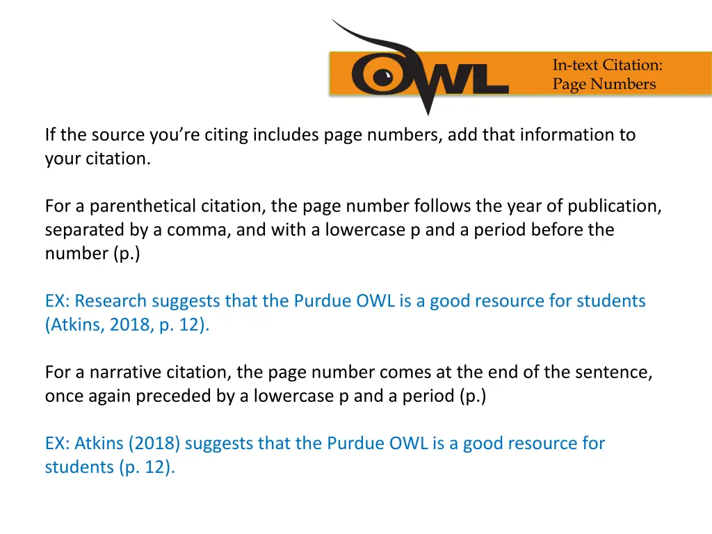 in text citation page numbers