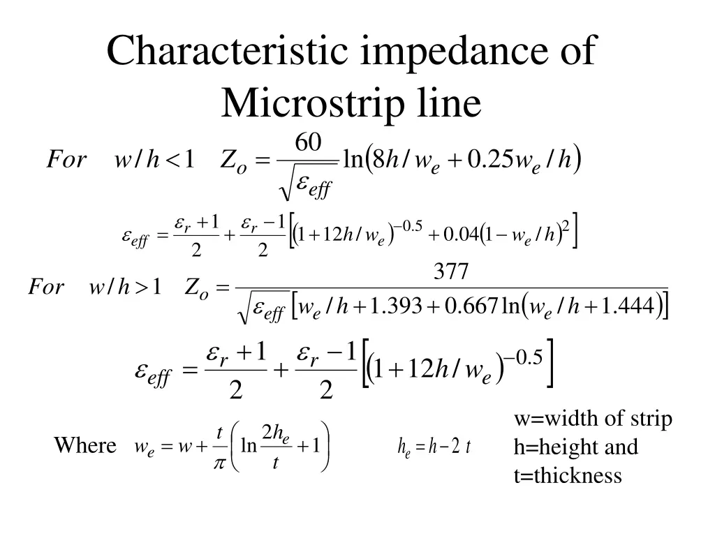 characteristic impedance of microstrip line