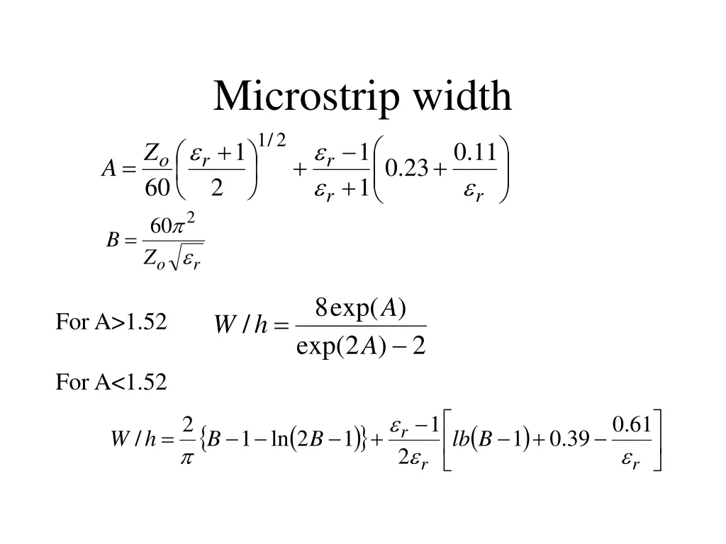 microstrip width 2 1