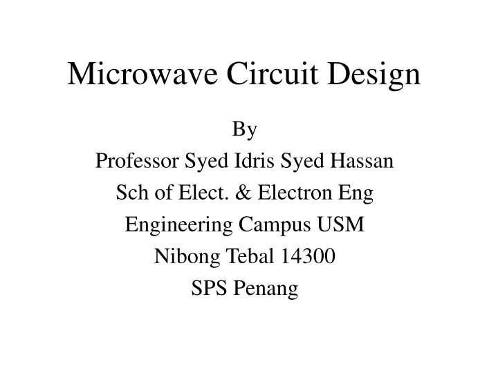 microwave circuit design