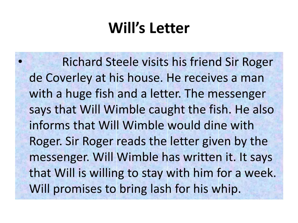 will s letter