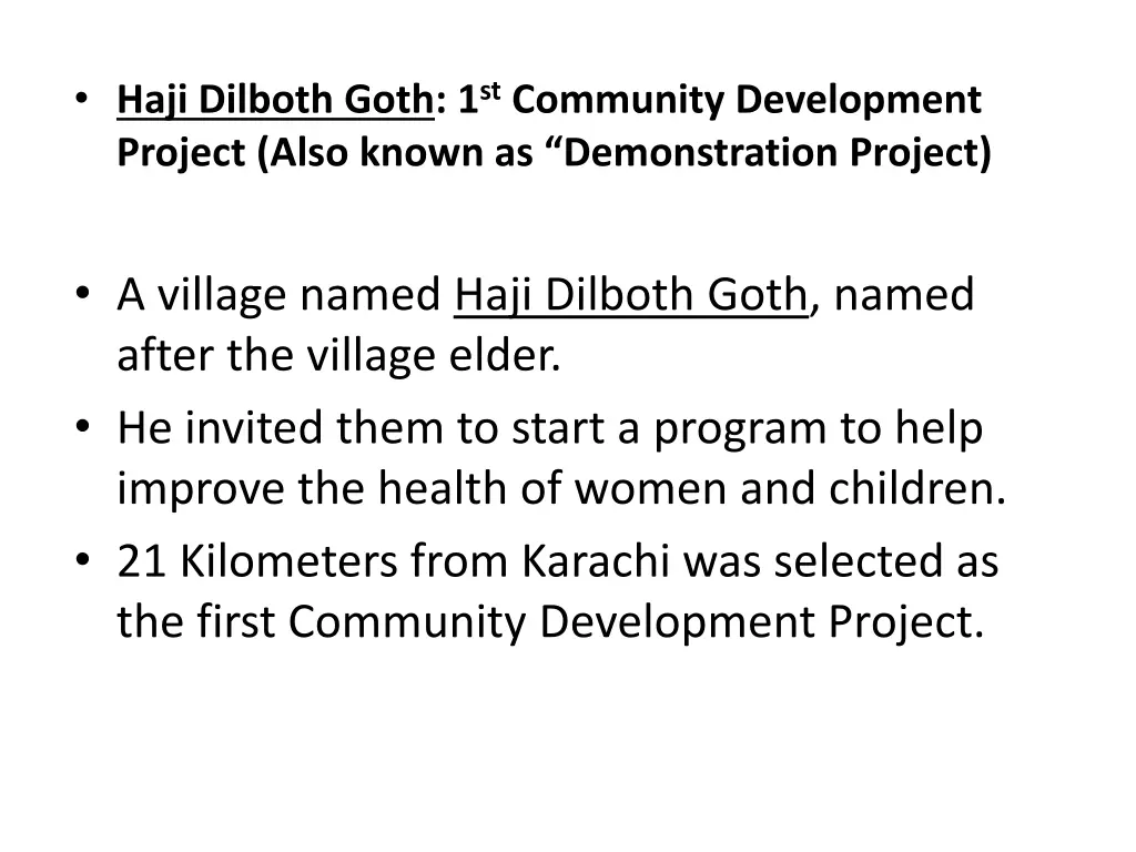 haji dilboth goth 1 st community development