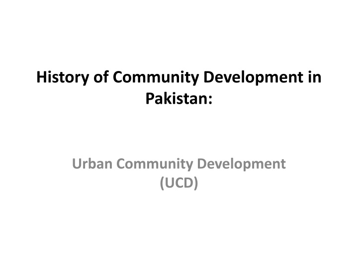 history of community development in pakistan