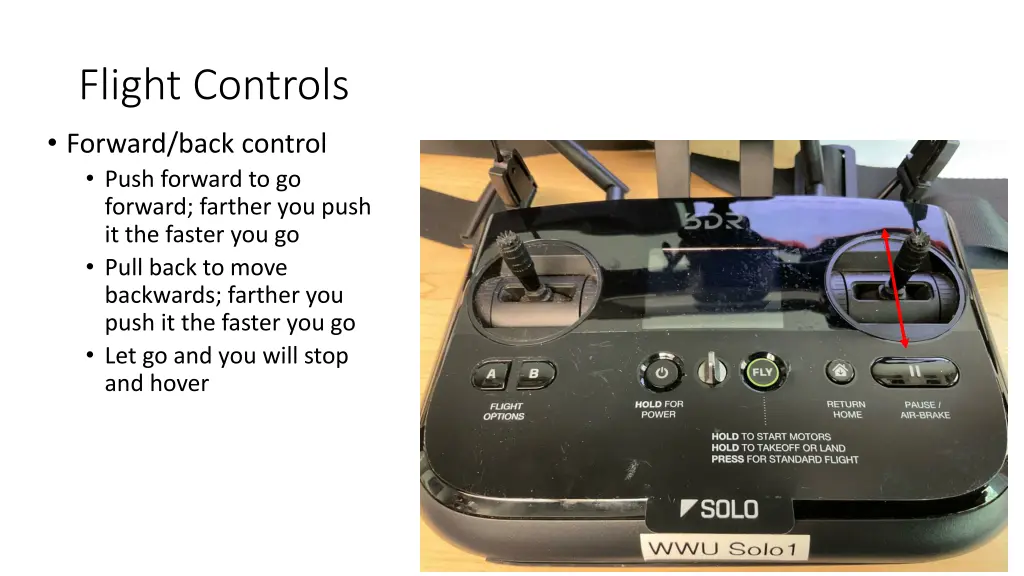 flight controls forward back control push forward