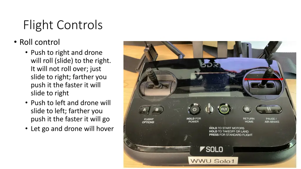 flight controls roll control push to right