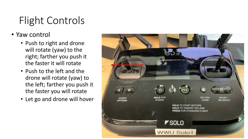 flight controls yaw control push to right