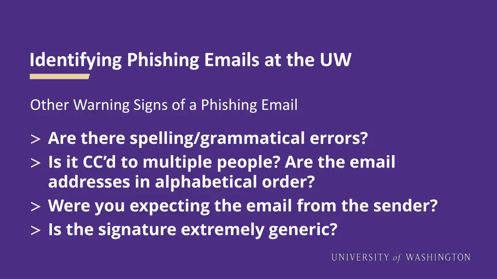 identifying phishing emails at the uw 6