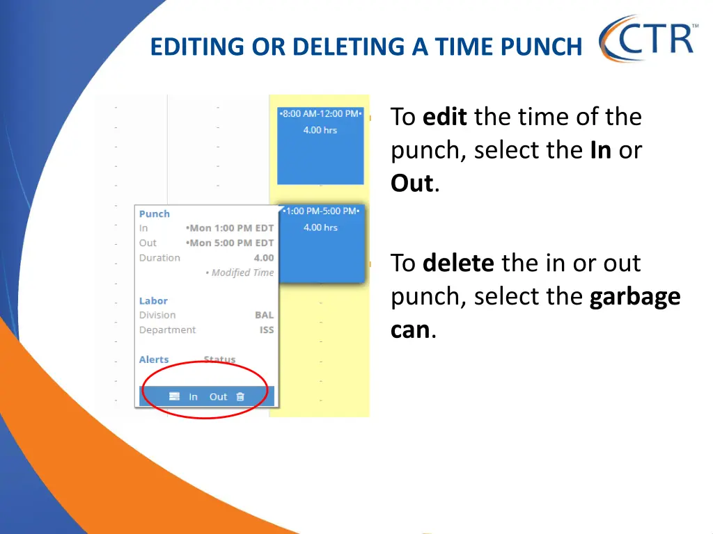 editing or deleting a time punch