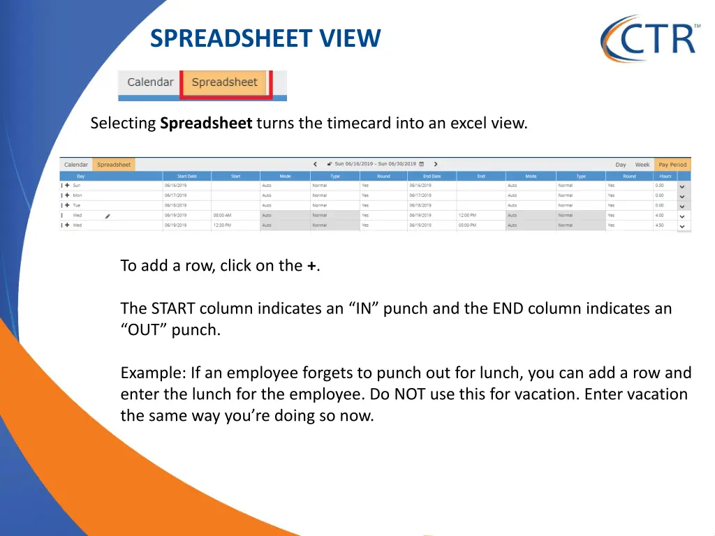 spreadsheet view