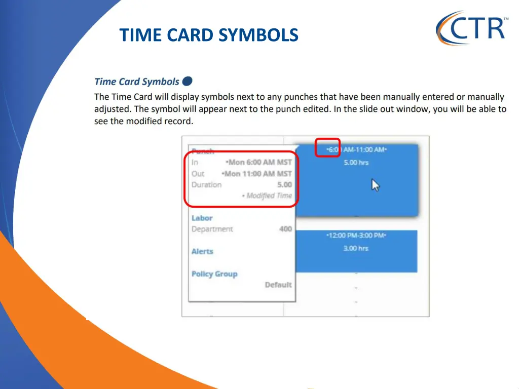 time card symbols