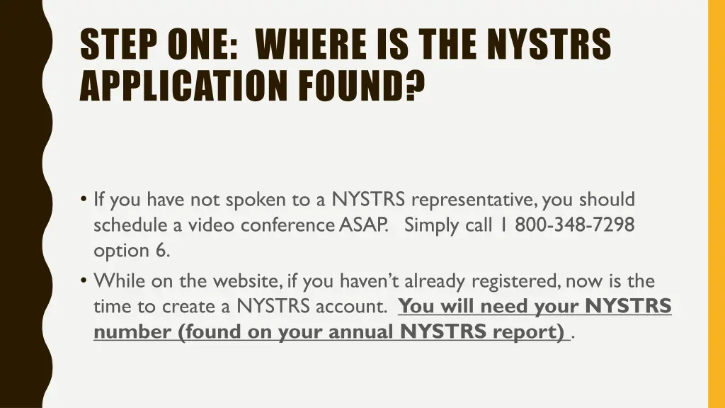 step one where is the nystrs application found 2