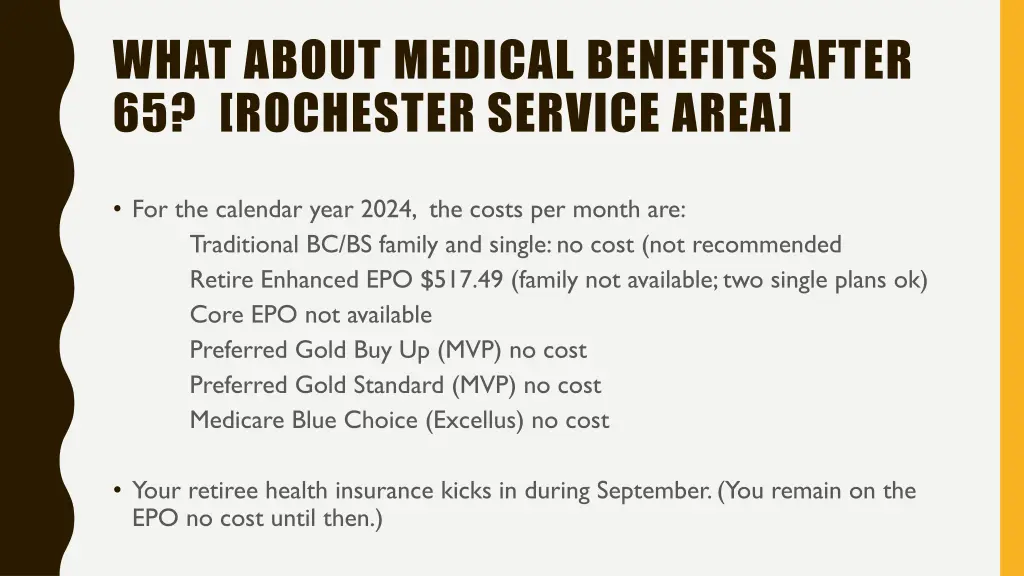 what about medical benefits after 65 rochester