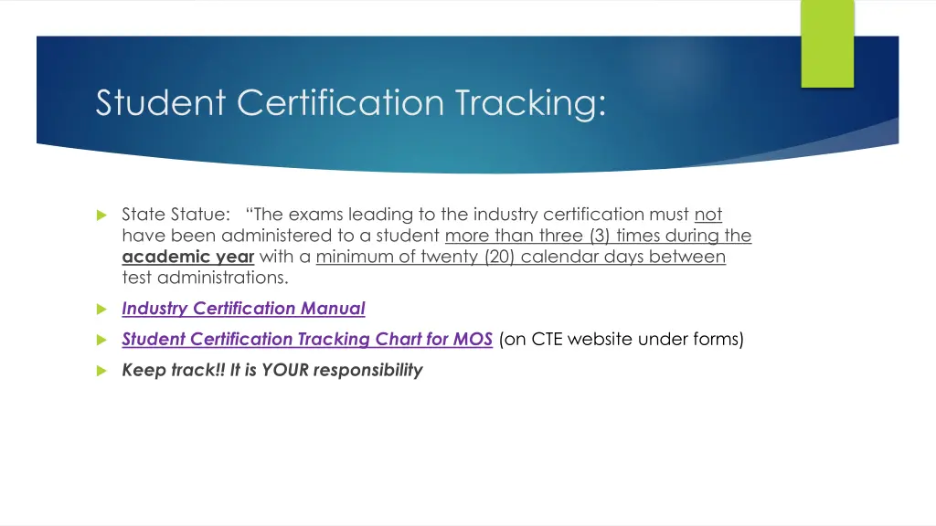 student certification tracking