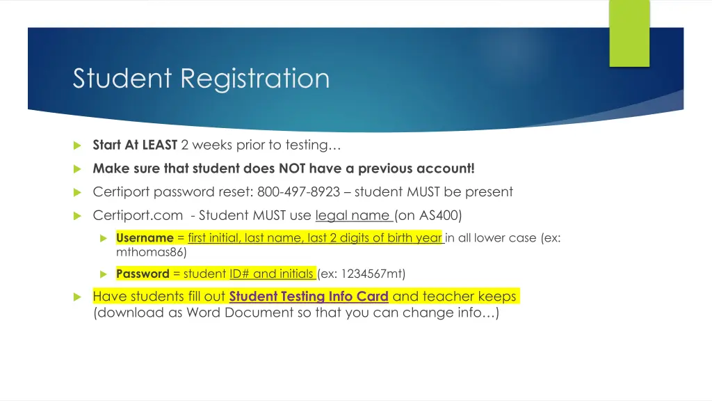 student registration