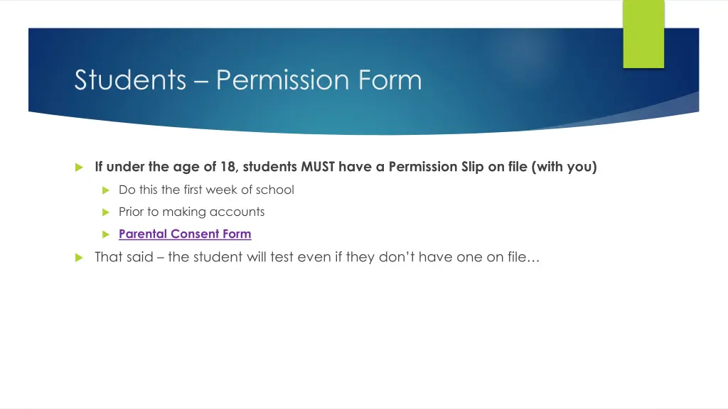 students permission form