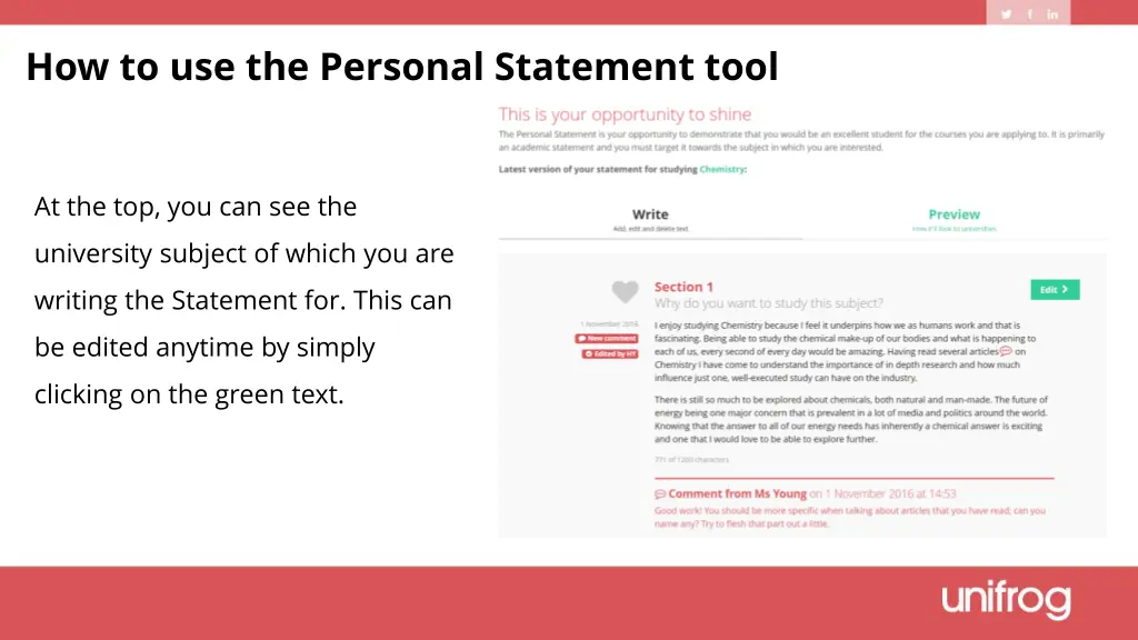 how to use the personal statement tool 1