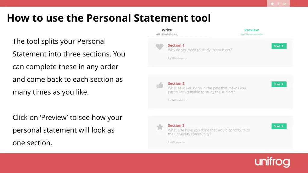 how to use the personal statement tool 2