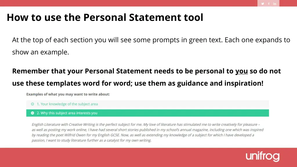 how to use the personal statement tool 4