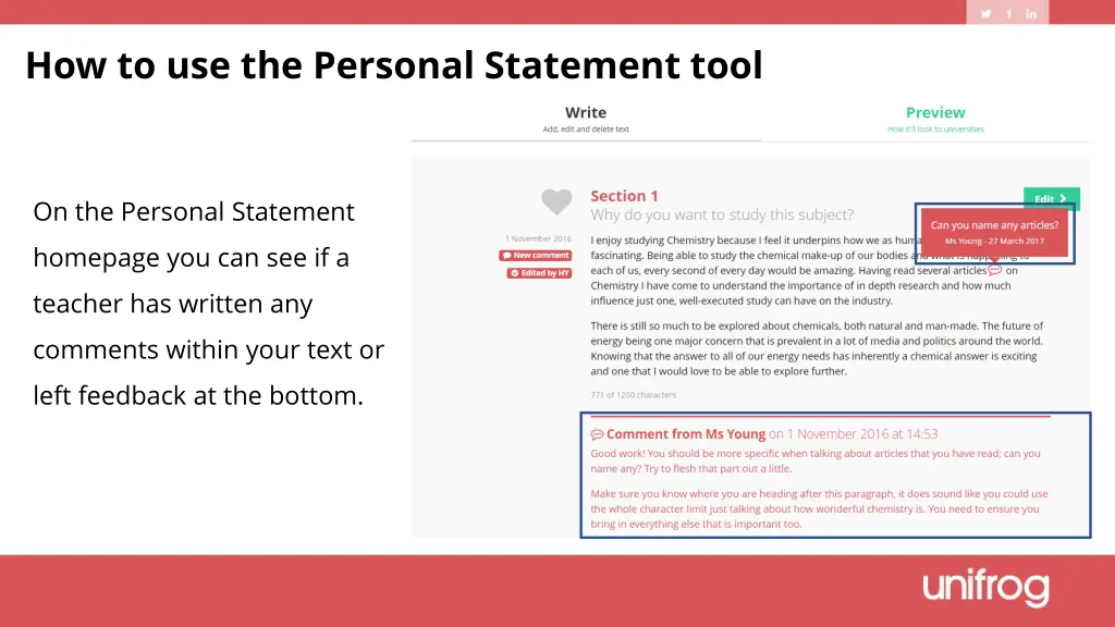 how to use the personal statement tool 6