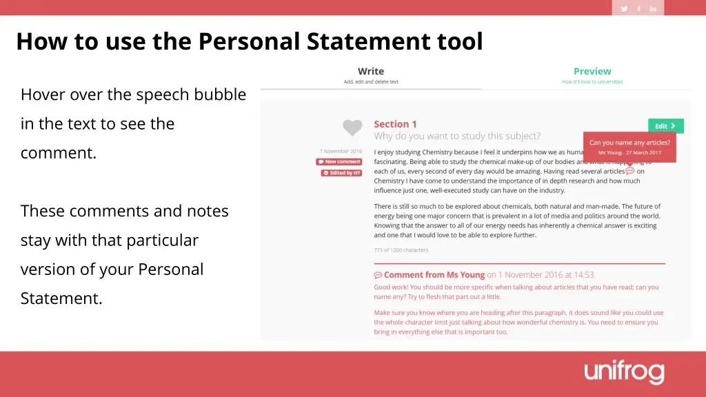 how to use the personal statement tool 7