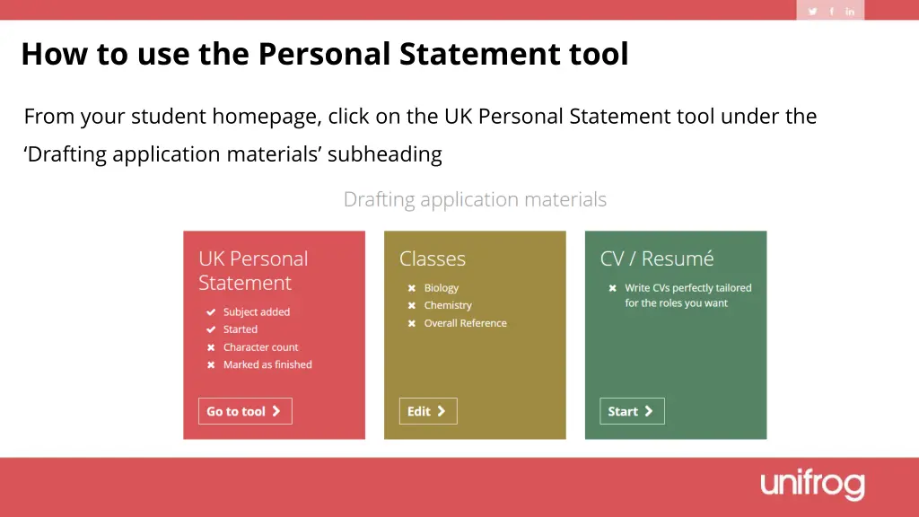 how to use the personal statement tool