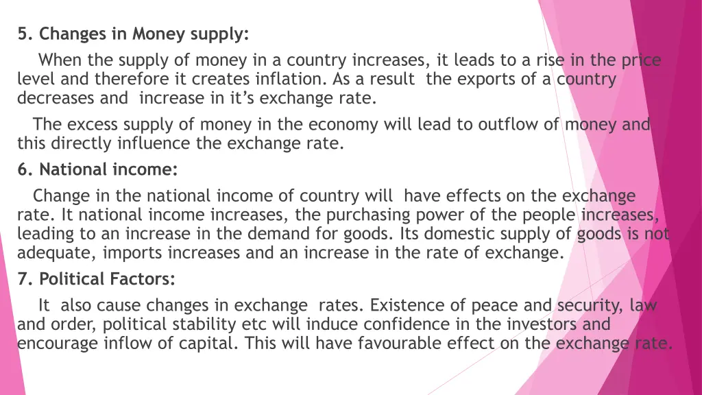 5 changes in money supply when the supply