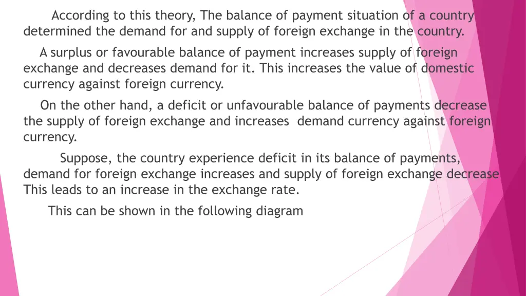 according to this theory the balance of payment