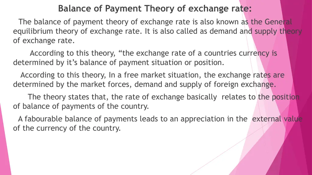 balance of payment theory of exchange rate