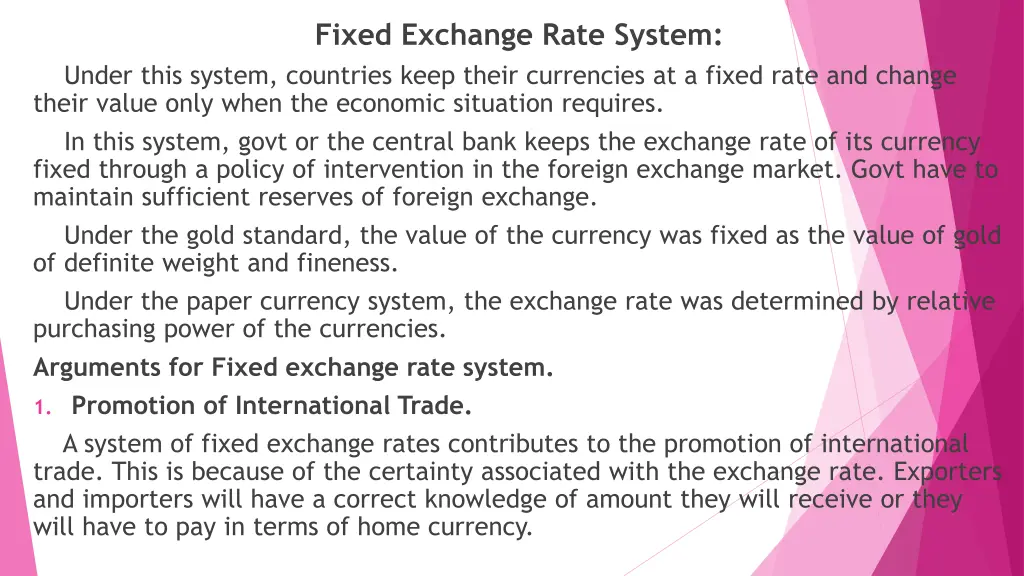 fixed exchange rate system