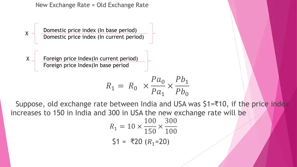 new exchange rate old exchange rate