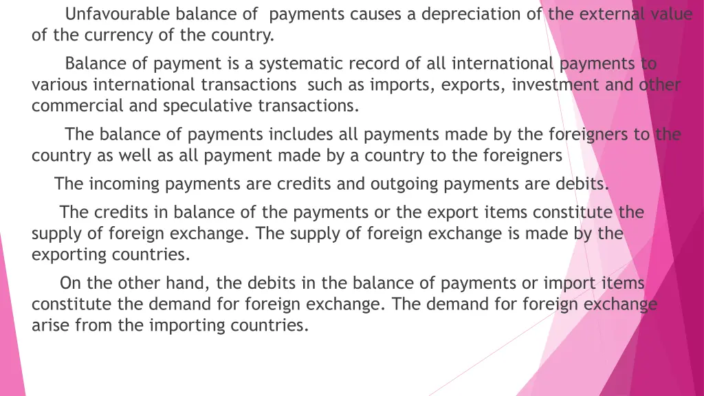 unfavourable balance of payments causes