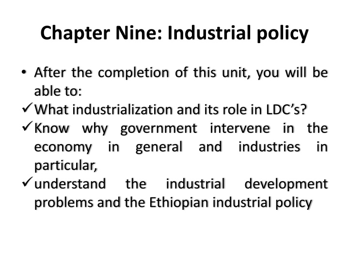 chapter nine industrial policy