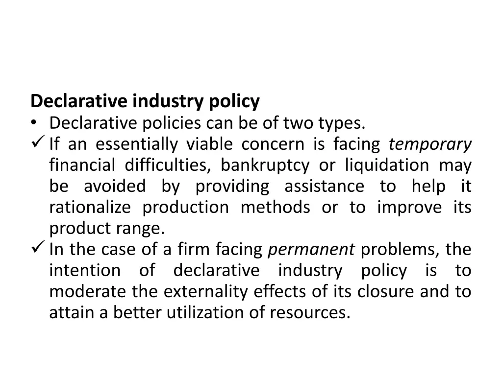 declarative industry policy declarative policies