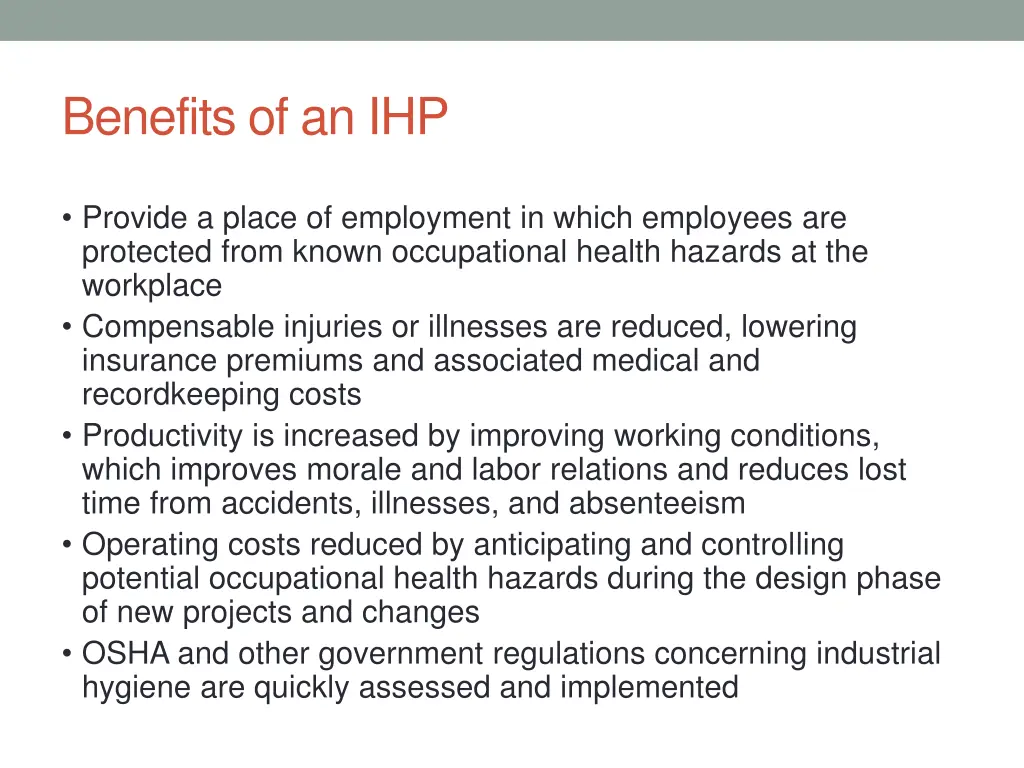 benefits of an ihp