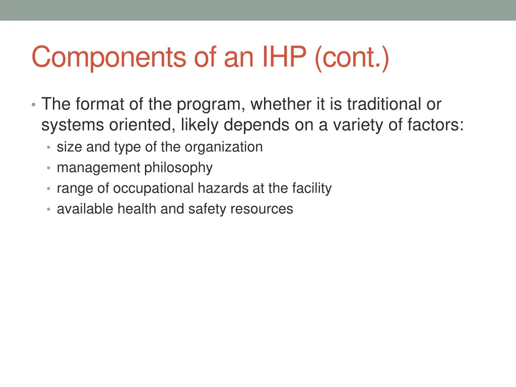 components of an ihp cont 1