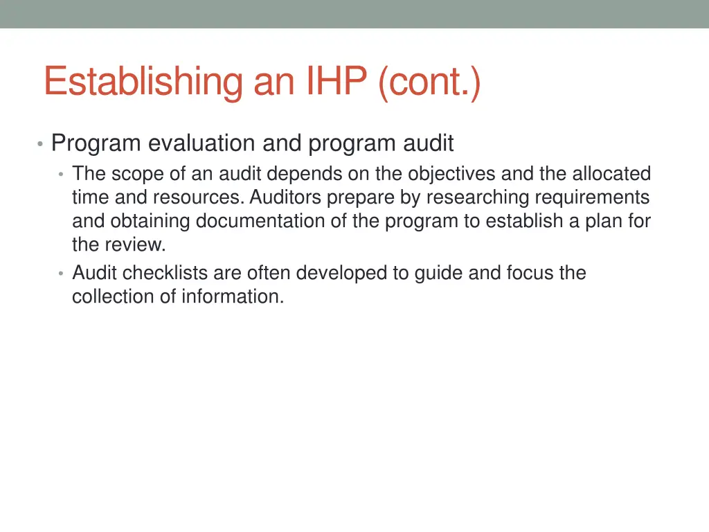 establishing an ihp cont 10