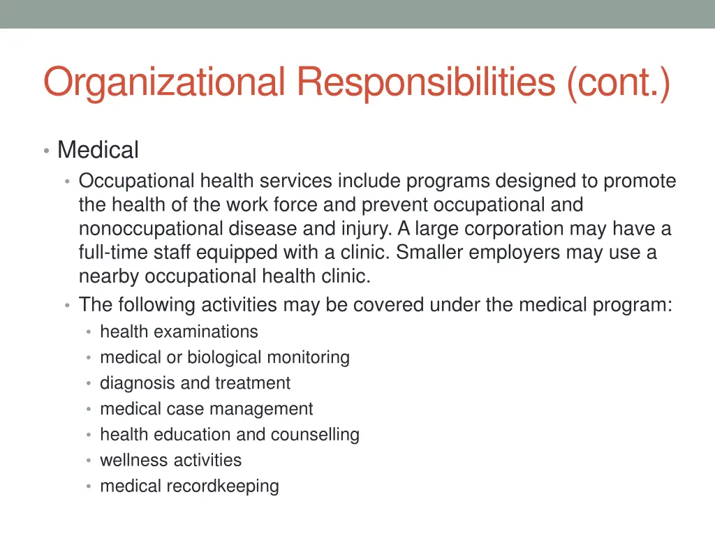 organizational responsibilities cont 1